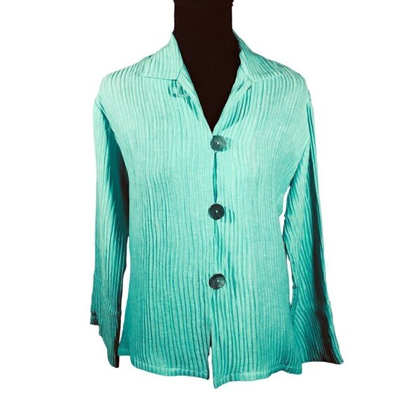 Staples Tops - Staples Turquoise Crinkled Texture Blouse Size XS